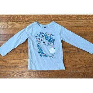 Tea Collection Girls' Blue Bunny Long Sleeve Shirt Size 3
